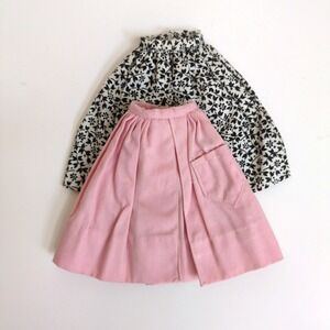 Vtg 60s Barbie Fashion Pak Pleated Skirts - Pink Black White Floral Pocket MINT!